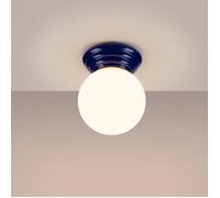 SOLLUX lighting Plafón Lámpara de Techo - Foco de Techo Cerámica Esmaltada Vidrio - 1 Pantalla - Bombilla LED - Azul Ultramarino Zori