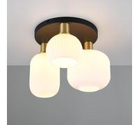 Trio-Leuchten Plafón de techo DIVA 619800308 latón metálico/negro mate cristal blanco excl. 3x E27