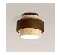 Lámpara de techo empotrada de travertino natural, luminaria de piedra estilo wabi-sabi japonés, lámpara de techo rústica de madera, luz moderna para pasillo, ideal para recibidor, dormitorio (natural)