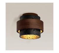 Lámpara de techo empotrada de travertino natural, luminaria de piedra estilo wabi-sabi japonés, lámpara de techo rústica de madera, luz moderna para pasillo, ideal para recibidor, dormitorio (oscura).