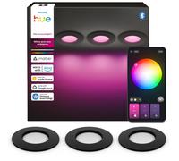 Philips Hue Slim Downlight, Plafón LED Empotrable, 1000 lm, 90 mm, Diseño Delgado, Espectro Luz de Día 1000K-20000K, Regulación Ultrabaja, Color Preciso, Iluminación Inteligente, Negro, Pack de 3