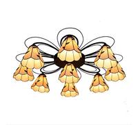 Lámpara de Techo Estilo Tiffany con Pantalla de lámpara de vidrieras de Hoja Elegante de 6 Pulgadas Lámpara Antigua para Sala de Estar Dormitorio Cocina Accesorio de Techo Colgante, E27, 9 Cabezas