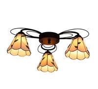 Lámpara de Techo Estilo Tiffany con Pantalla de lámpara de vidrieras de Hoja Elegante de 6 Pulgadas Lámpara Antigua para Sala de Estar Dormitorio Cocina Accesorio de Techo Colgante, E27, 9 Cabezas