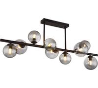Lámpara de techo Globo, diseño metálico negro mate, con 9 bombillas LED G9