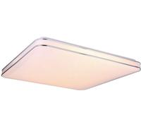 Lámpara de techo Globo, metal blanco, pantalla de acrílico opal con efecto brillante, aro cromado, regulable, colores fijos, tecnología SmartLight, control mediante aplicación, función de memoria, luz