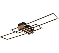 Lámpara de techo Globo, metal mate, apariencia de madera MDF oscura, aluminio mate, plástico opal, dimensiones: 1000x250x97 mm, incluye LED de 40W, 230V, 4700 lúmenes (salida), 1920 lúmenes (potencia)