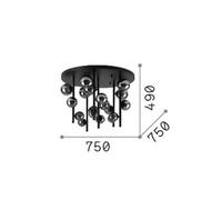 Lámpara de techo IDEAL LUX Perlage, latón/ámbar, Ø 70 cm, 18 lámparas