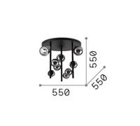 Lámpara de techo IDEAL LUX Perlage, negro/gris ahumado, Ø 50 cm, 9 brazos