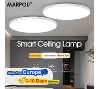 Lámpara de techo inteligente LED MARPOU con Control de aplicación remota, lámparas de techo redondas modernas regulables, accesorio Interior para baño y dormitorio