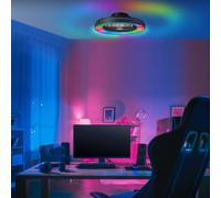 Lámpara de techo LED con ventilador, 48,5 cm, con tecnología RGB digital, control de temperatura de color (CCT) y regulable