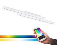 Lámpara de techo LED EGLO connect Saliteras-C, lámpara de techo de dos luces fabricada en acero y plástico, color blanco, con cambio de temperatura de color (cálida, neutra, fría), RGB, regulable, lon