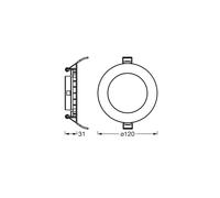 Lámpara de techo LED empotrable OSRAM SLIM, Ø 12 cm, 4000 K, blanco