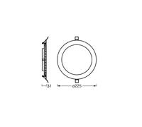 Lámpara de techo LED empotrable OSRAM SLIM, Ø 23 cm, 6500 K, blanco