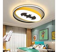 Lámpara de Techo LED Infantil Creativa de Batman, Regulable con Control Remoto, Ultrafina, de acrílico, Estilo Caricatura, Ideal para Dormitorio Infantil, Sala de Estar o como candelabro Decorativo.