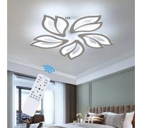Lámpara de techo LED, luz de techo LED moderna de 45 W regulable con control remoto, lámpara de techo acrílica blanca de 5 cabezales de pétalos largo