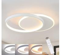 Lámpara de techo LED ZMH, regulable con mando a distancia, color blanco. Lámpara de techo moderna y plana de 35W, con 2 anillos redondos, ideal para salón, dormitorio, cocina, habitación, pasillo y co