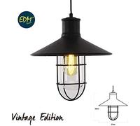 Lampara de techo metalica vintage e27 60w color negro ø27x28cm edm