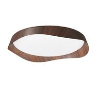 Lámpara de Techo Minimalista Estilo Onda, Acabado en Nogal, Hierro Y Pvc, Diseño Delgado con Forma de Hoja Irregular, Plafón, Lámpara de Montaje Empotrado para Dormitorio, Estudio, Iluminación Interio