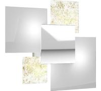 Lámpara de techo moderna 1088/45-FO, fabricada en vidrio blanco y con detalles en pan de oro, con 4 bombillas G9