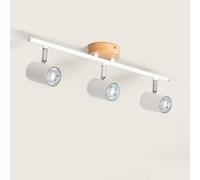 LEDKIA LIGHTING Lámpara de Techo Orientable Madera 3 Focos Olmo Blanco GU10