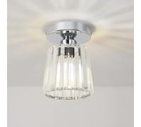 Lámpara de techo tipo candelabro de cristal ANWIO, lámpara de techo E27, colgante para sala de estar, lámpara colgante de vidrio para dormitorio, cocina, pasillo, baño, color plateado, diámetro 13 cm