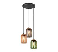 Trio Lighting Lámpara colgante Cork, multicolor, Ø 30 cm, 3 luces, cristal/corcho