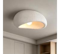Lámpara De Techo Wabi Sabi En Forma De Guijarro Plafón Con Textura De Cemento Simulada Pantalla De Poliestireno De Alta Densidad Base E27 Para Dormitorio Salón Pasillo Bombilla No Incluida(70cm)