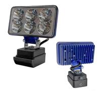 Lámpara de trabajo LED de 45 W con carcasa de aluminio engrosada, 6 ledes ultra brillantes, AC/DC de doble uso con interruptor y conector CC, para DCB200 para batería para construcción, garaje