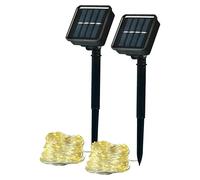 Garza - Pack 1+1 Guirnaldas Solares de 12M. Luz Cálida 2700K, 8 Modos de Iluminación, Carga Solar, IP44 Resistente al Clima, Ideal para Jardines, Terrazas y Eventos