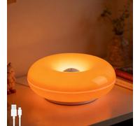 Lámpara Donut naranja LED recargable Lámpara de mesa Donut inalámbrica con regulador táctil Lámpara de mesa recargable por USB de 2000 mAh Lámpara de mesita de noche a pilas Lámpara decorativa,Naranja
