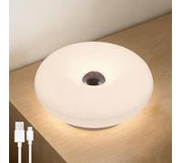 Lámpara Donut naranja LED recargable Lámpara de mesa Donut inalámbrica con regulador táctil Lámpara de mesa recargable por USB de 2000 mAh Lámpara de mesita de noche a pilas Lámpara decorativa,blanca