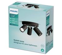 Philips Foco de baño Idris redondo 3 luces GU10 no incluidas Negro IP44 resistente al agua