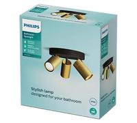 Philips Idris - Foco de Baño formato redondo (3 luces), bombillas GU10 no incluida, Latón, IP44, Resistente al agua