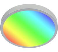 Lámpara empotrada LED Di-Ka Runa RGBW, color plateado, diámetro 38 cm