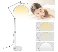 Lámpara en forma de media luna, con temperatura de color de 3000-6000 K, con soporte para teléfono y pinza de sujeción para mesa, giratoria 360°, ideal para uso en estética