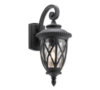 Lámpara Exterior Pared IP44 Negro E27 Cristal Rústico Wandleuchte Casa Terraza