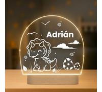 Lámpara Infantil Personalizada con Nombre - Luz LED Quitamiedos para Habitación de Bebé con Diferentes Diseños - Regalo Original para Bebe, Nacimiento, Bautizo o Cumpleaños (DINOSAURIO)