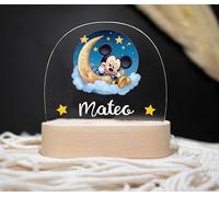 Lámpara Infantil Personalizada para Bebés y Niños de Mesita de Noche, Regalos Bebé Recién Nacido, Decoración Habitación Bebé, Luz Quitamiedos, Lámparas Originales Niño Niña (MICK3Y)