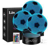 Lámpara LED Colores 3D Bola de Fútbol Regalos de Fútbol Originales Niños Futboleros de 5 a 10 Años Lamparita Infantil Mesita de Noche Artículos Cosas de Fútbol Infantiles Pilas Cable USB Quitamiedos