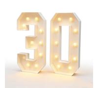 Lámpara LED con números luminosos, números luminosos, intensidad regulable, luces blancas cálidas para cumpleaños, decoración de fiestas, decoración de boda, escritorio, decoración de mesa de pared
