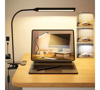 Lámpara LED con pinza, regulable, con cuello de cisne flexible de 70 cm, 3 temperaturas de color y 10 niveles de brillo, conexión USB, giratoria 360°, suave para los ojos, de bajo consumo