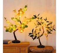 Lámpara LED de árbol de mesa con batería, luces nocturnas de árbol de hadas con Base extraíble para fiesta, regalo de boda, Camping, decoración de cabecera de verano