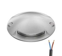 ledscom.de Lámpara LED de suelo, baliza de señalización RUNDA para exteriores, IP67, 2 llamas, aluminio, redonda, 70mm Ø, blanco cálido