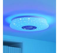 Lámpara LED de techo Elpida de Lindby, altavoz, blanco, Ø 39 cm