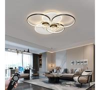 Lámpara Led Grande Para Sala De Estar De 110 W Diseño De Anillo Negro Con Control Remoto Luz De Techo Dormitorio Pantalla De Acrílico Cocina Oficina Iluminación De La Habitación De Los Niños, Negro, B