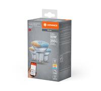 LEDVANCE Lámpara reflectora LED inteligente con tecnología WiFi, base GU10, color de luz cambiante (2700-6500K), regulable, reemplazo de 40W, SMART+ WiFi SPOT GU10 Tunable White, paquete de 3