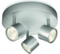 Lámpara LED regulable de techo/pared modelo Star de Philips, con 3 focos, bombillas no reemplazables, equivalente a 4,5 bombillas, tecnología LED, 2700 K (luz cálida), 15000 lúmenes, aluminio