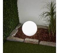 Lámpara LED solar Lago de Lindby, Ø 25 cm, globo, pincho de suelo, blanco
