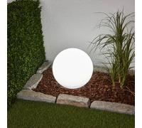 Lámpara LED solar Lago de Lindby, Ø 30 cm, globo, pincho de suelo, blanco