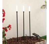 Lámpara LED solar Lindby Balian, juego de 3, negro, aluminio, 3000 K